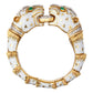 Platinum & 18K Yellow Gold Double Head Tiger White Enamel Bracelet