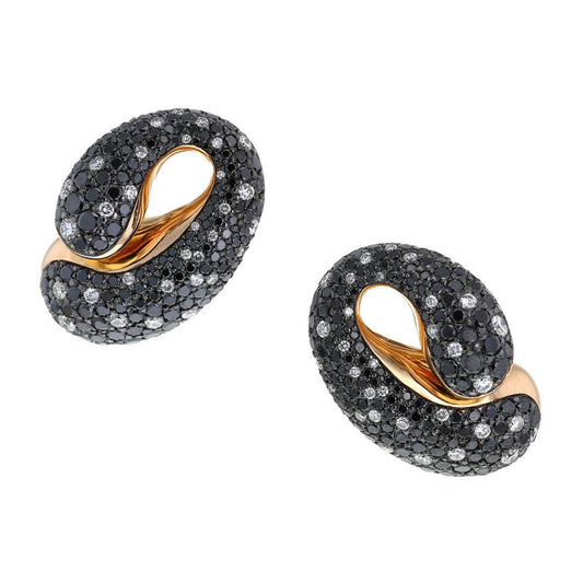 De Grisogono - 18k Pink Gold Black & White Dimond Contrario Earrings