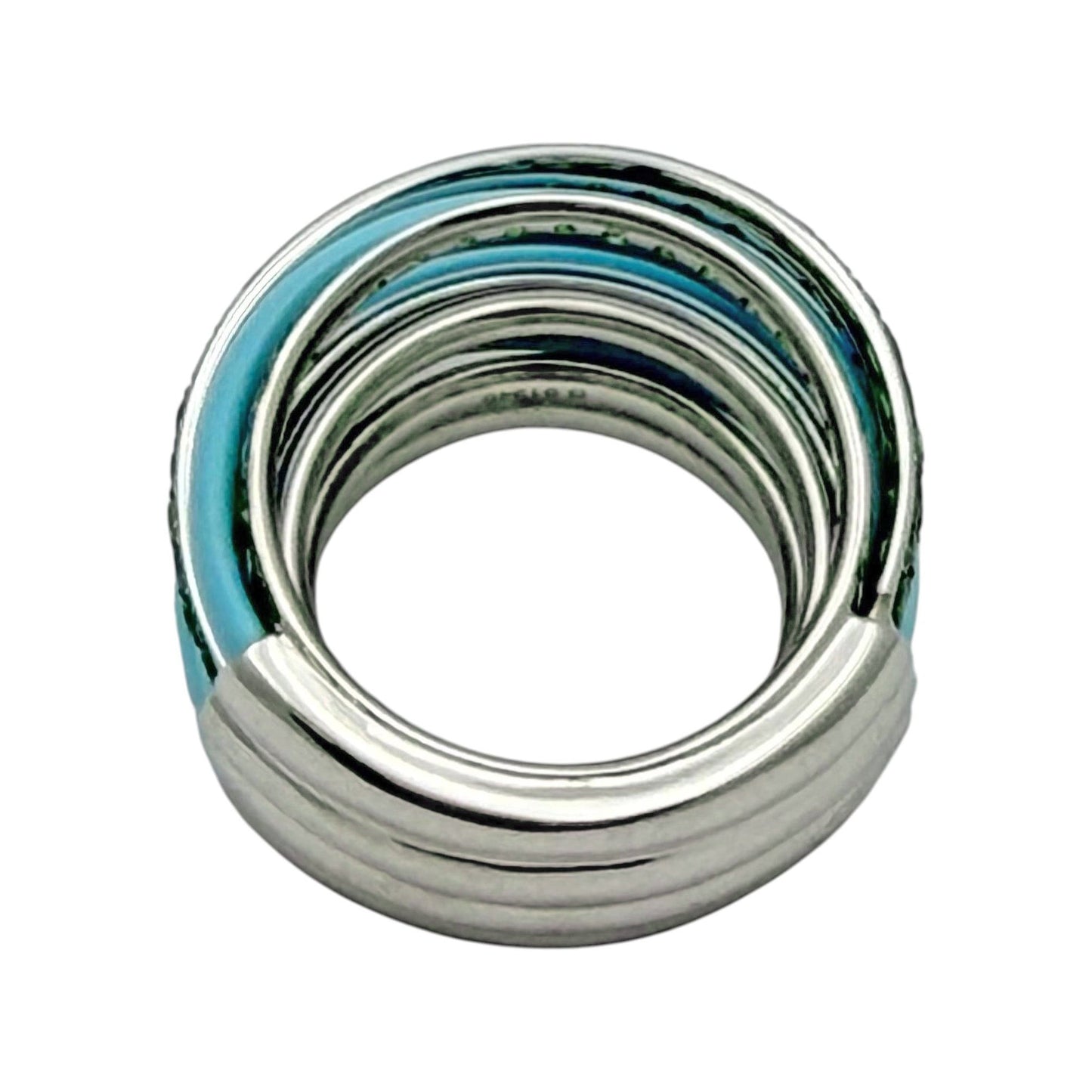 De Grisogono - 18k White Gold Light Blue Ceramic Tsavorite Allegra Ring