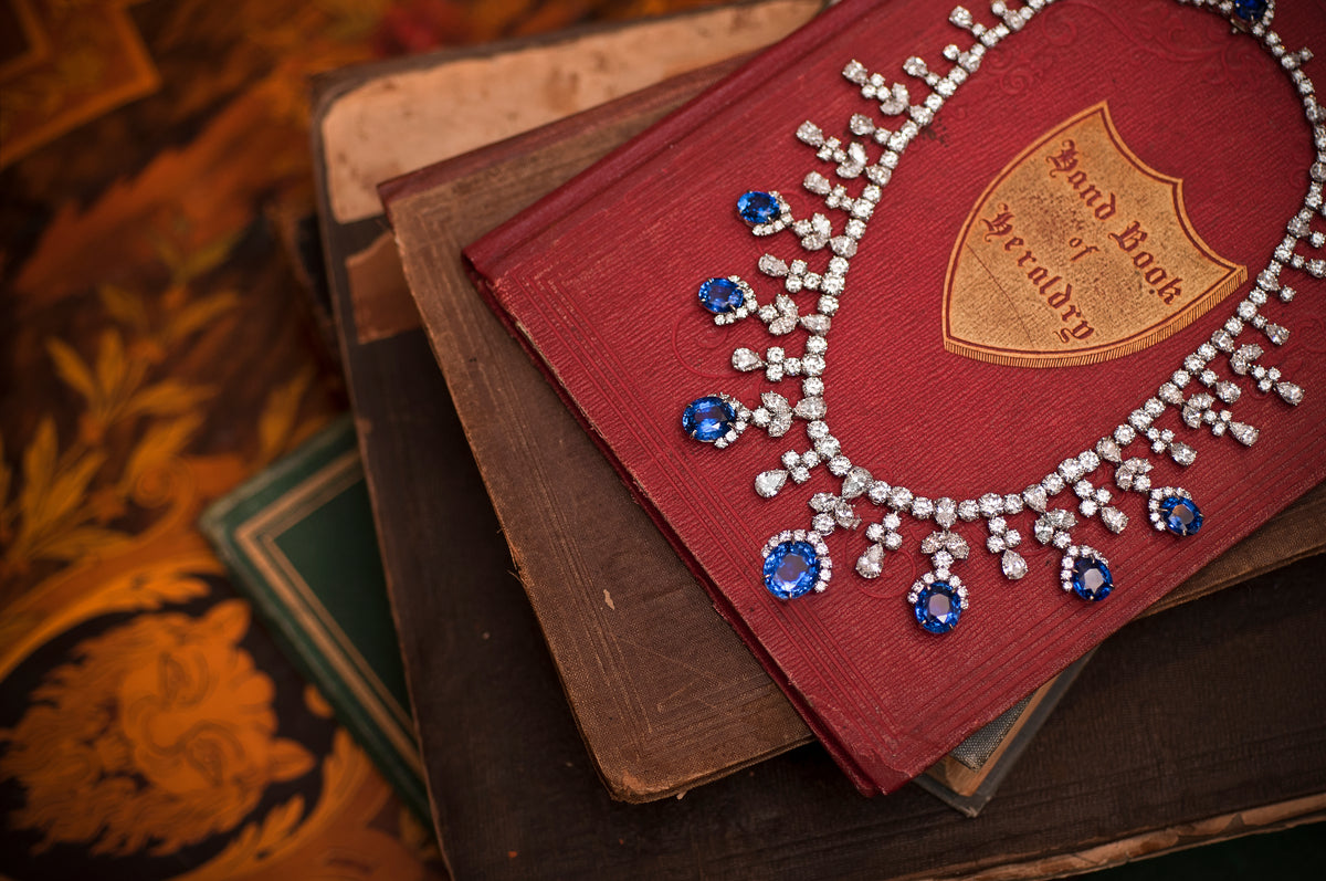 Diamond and sapphire fringe necklace