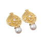 Elizabeth Gage - 18k Yellow Gold Pearl Diamond Drop Earrings