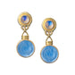 Elizabeth Locke - 19k Gold Blue Venetian Glass Intaglio Moonstone Earrings