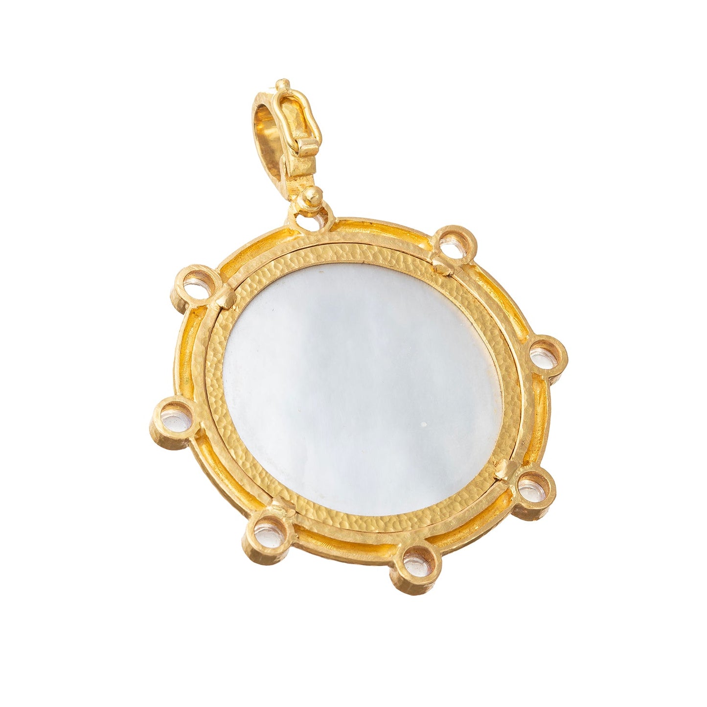 Elizabeth Locke - 19k Gold Blue Venetian Glass Intaglio Moonstone Pendant
