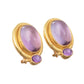 Elizabeth Locke - 19k Yellow Gold Cabochon Amethyst Earrings