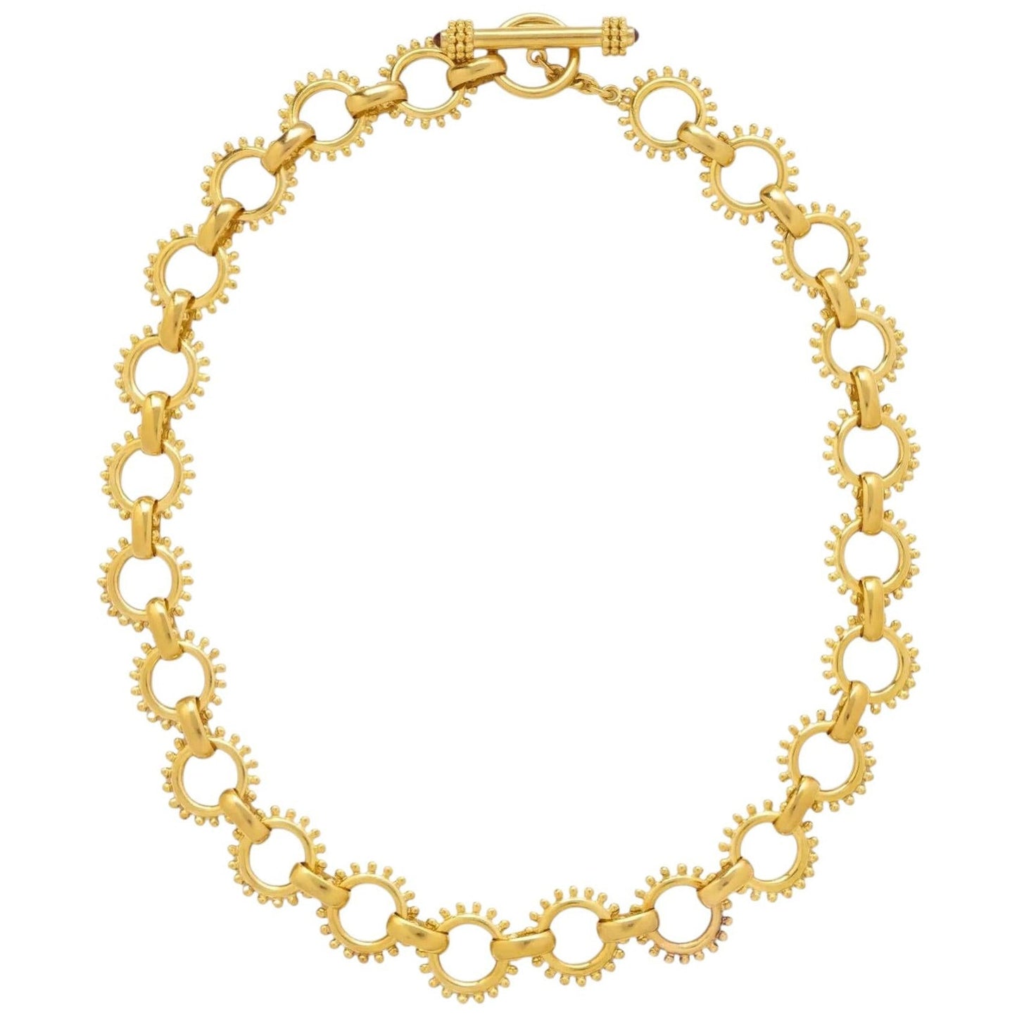 Elizabeth Locke - 19k Yellow Gold Circular Beaded Link Toggle Necklace