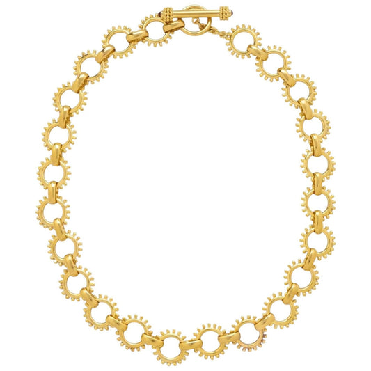 Elizabeth Locke - 19k Yellow Gold Circular Beaded Link Toggle Necklace