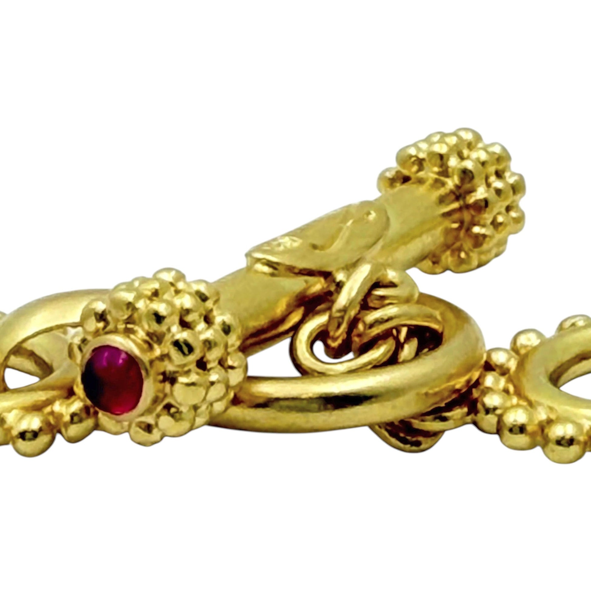 Elizabeth Locke - 19k Yellow Gold Circular Beaded Link Toggle Necklace