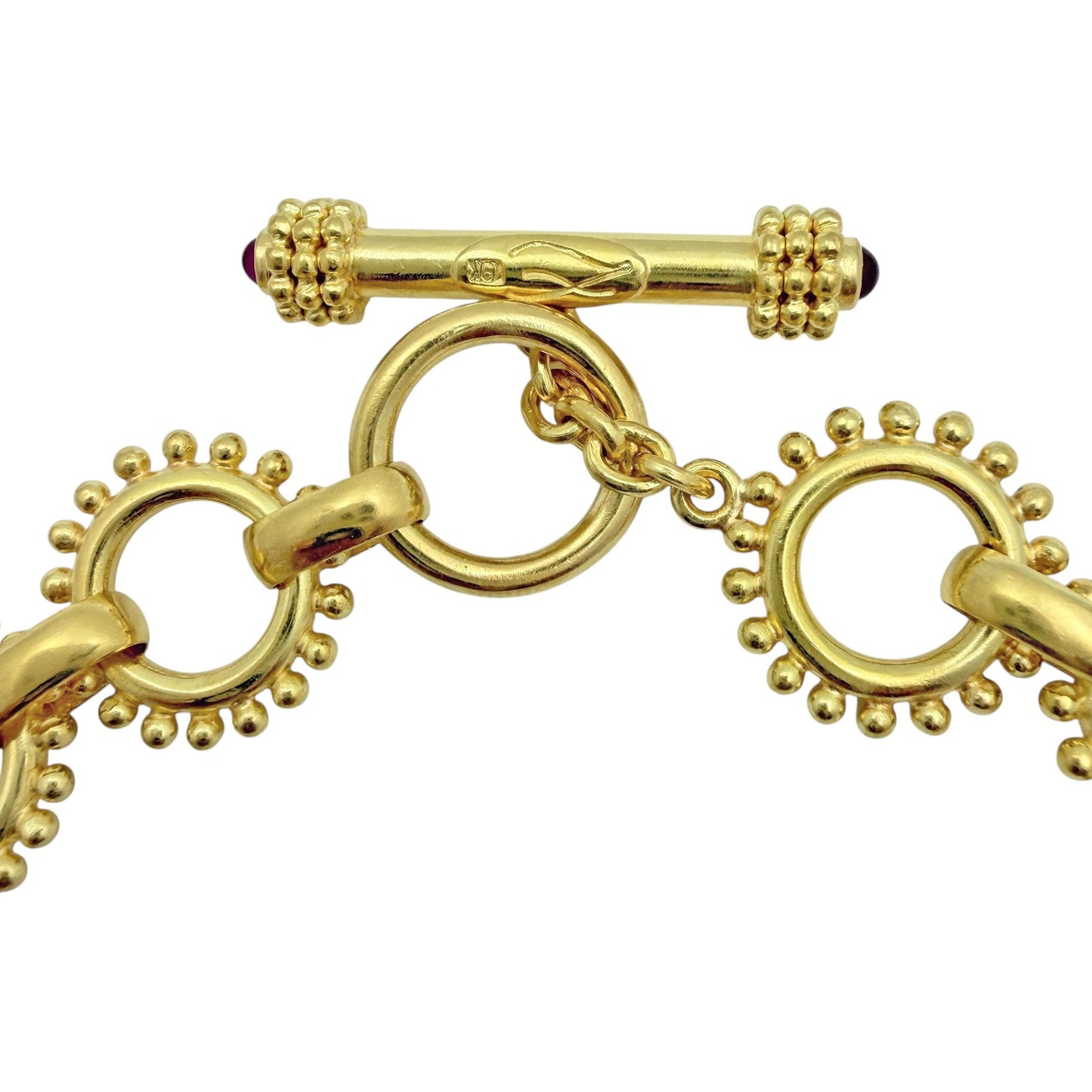 Elizabeth Locke - 19k Yellow Gold Circular Beaded Link Toggle Necklace