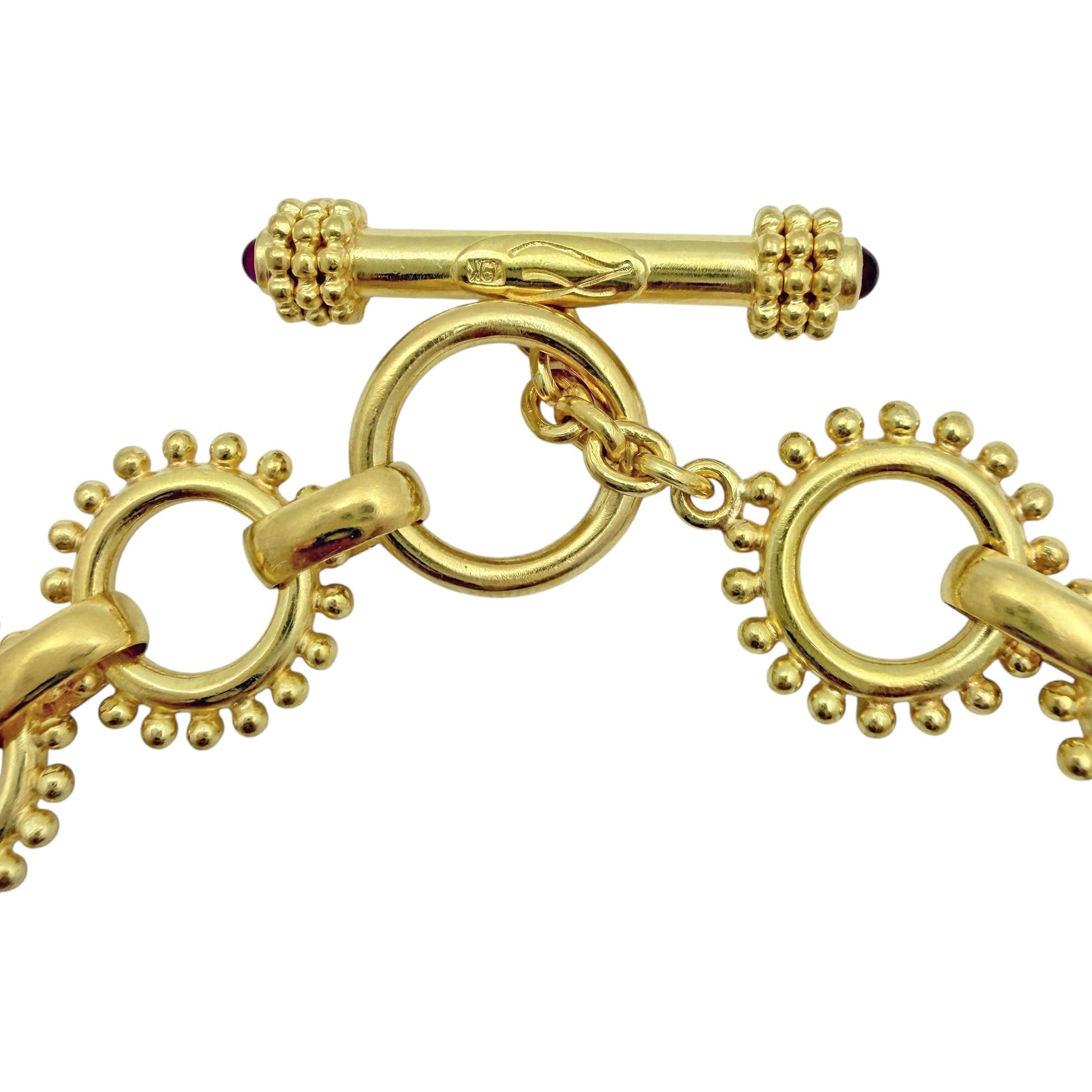 Elizabeth Locke - 19k Yellow Gold Circular Beaded Link Toggle Necklace
