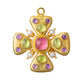 Elizabeth Locke - 19k Yellow Gold Gem - Set Maltese Cross Pendant Brooch