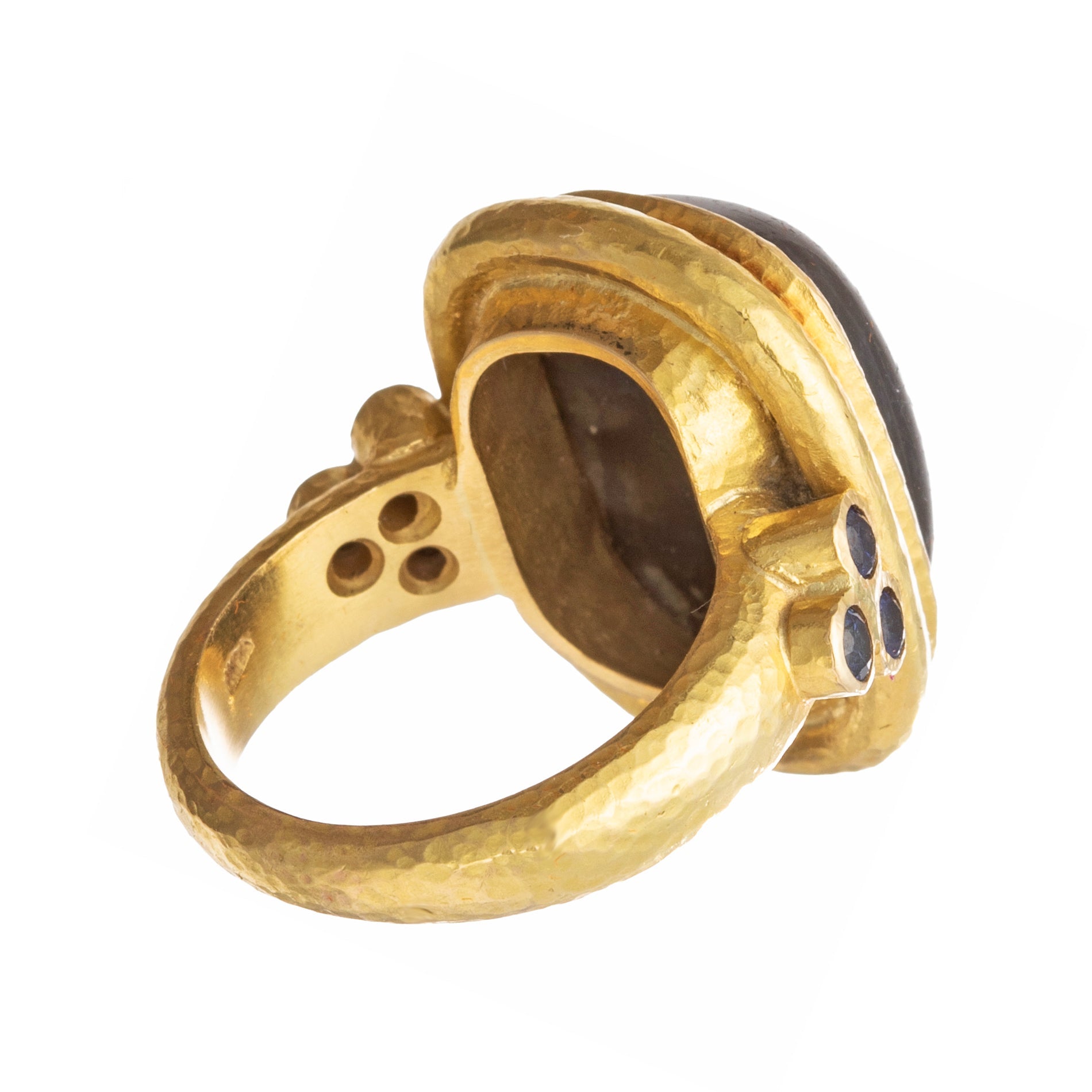 Elizabeth Locke - 19k Yellow Gold Labradorite Sapphire Cocktail Ring