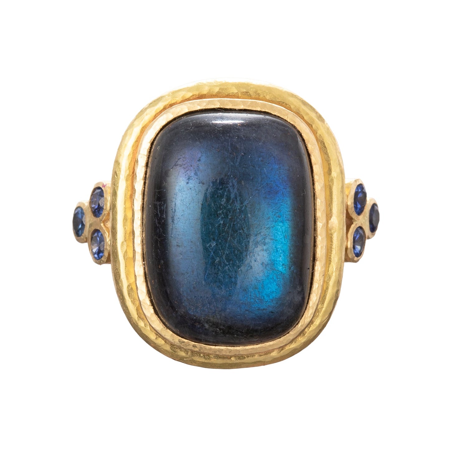 Elizabeth Locke - 19k Yellow Gold Labradorite Sapphire Cocktail Ring