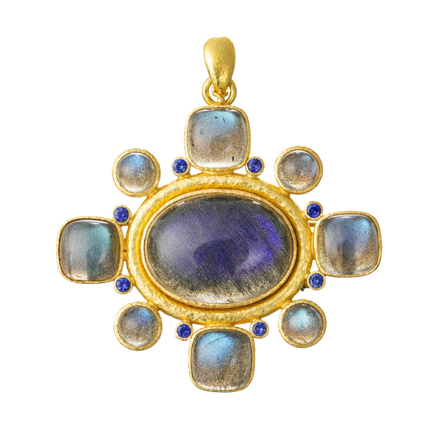 Elizabeth Locke - 19k Yellow Gold Labradorite Sapphire Pendant Brooch