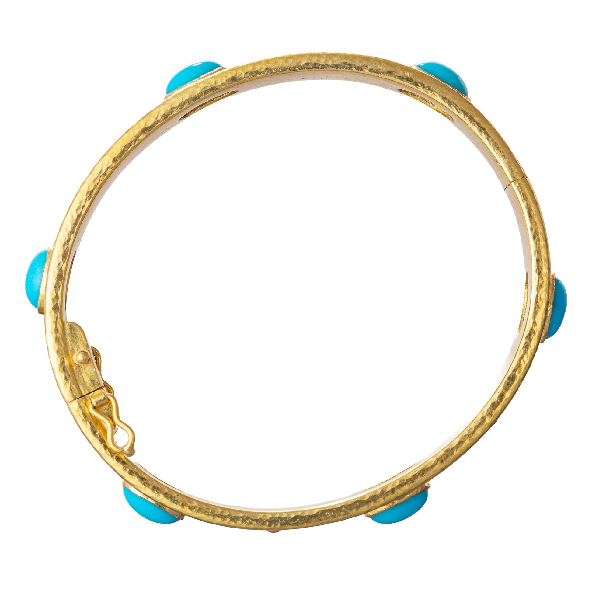Elizabeth Locke - 19k Yellow Gold Turquoise Bangle Bracelet