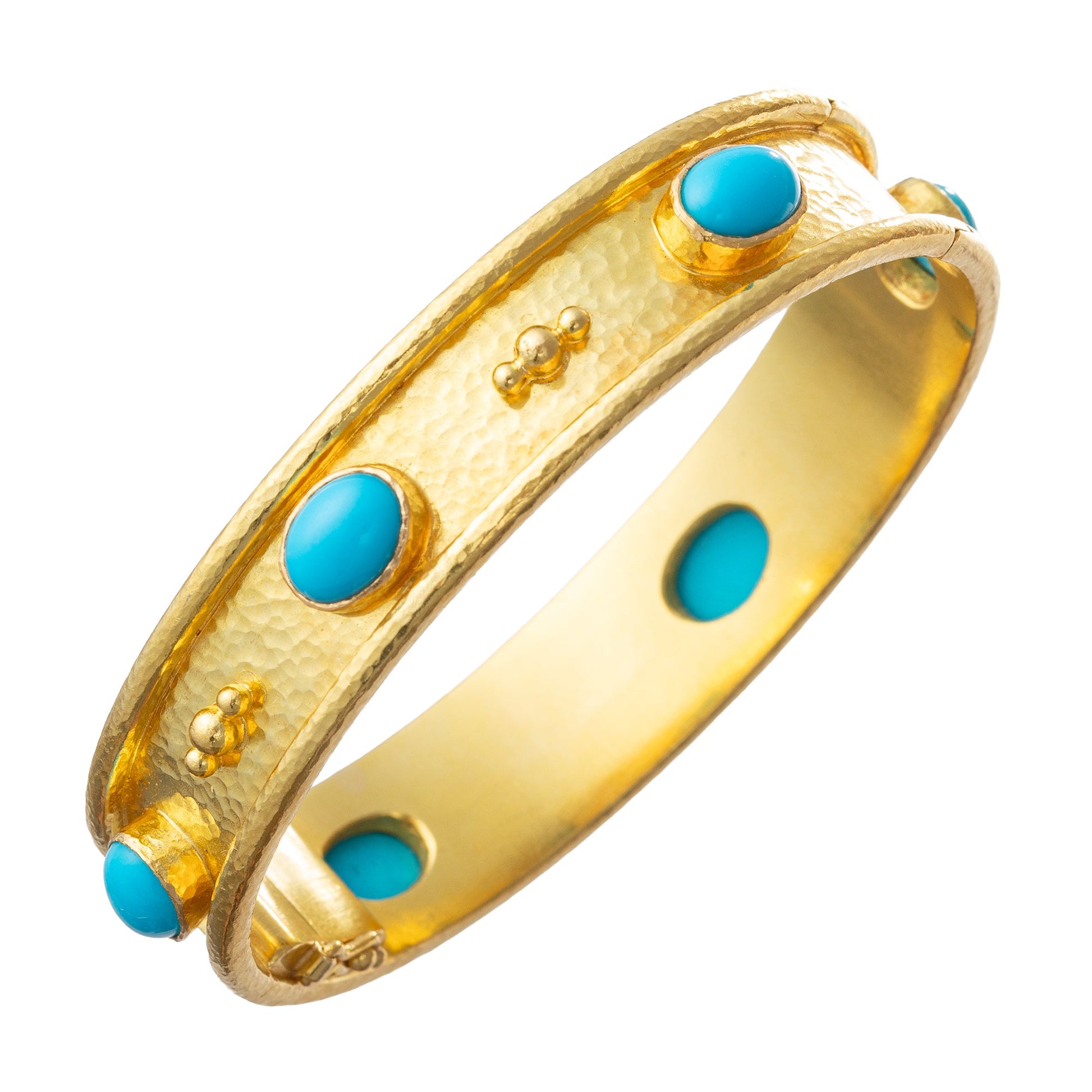 Elizabeth Locke - 19k Yellow Gold Turquoise Bangle Bracelet