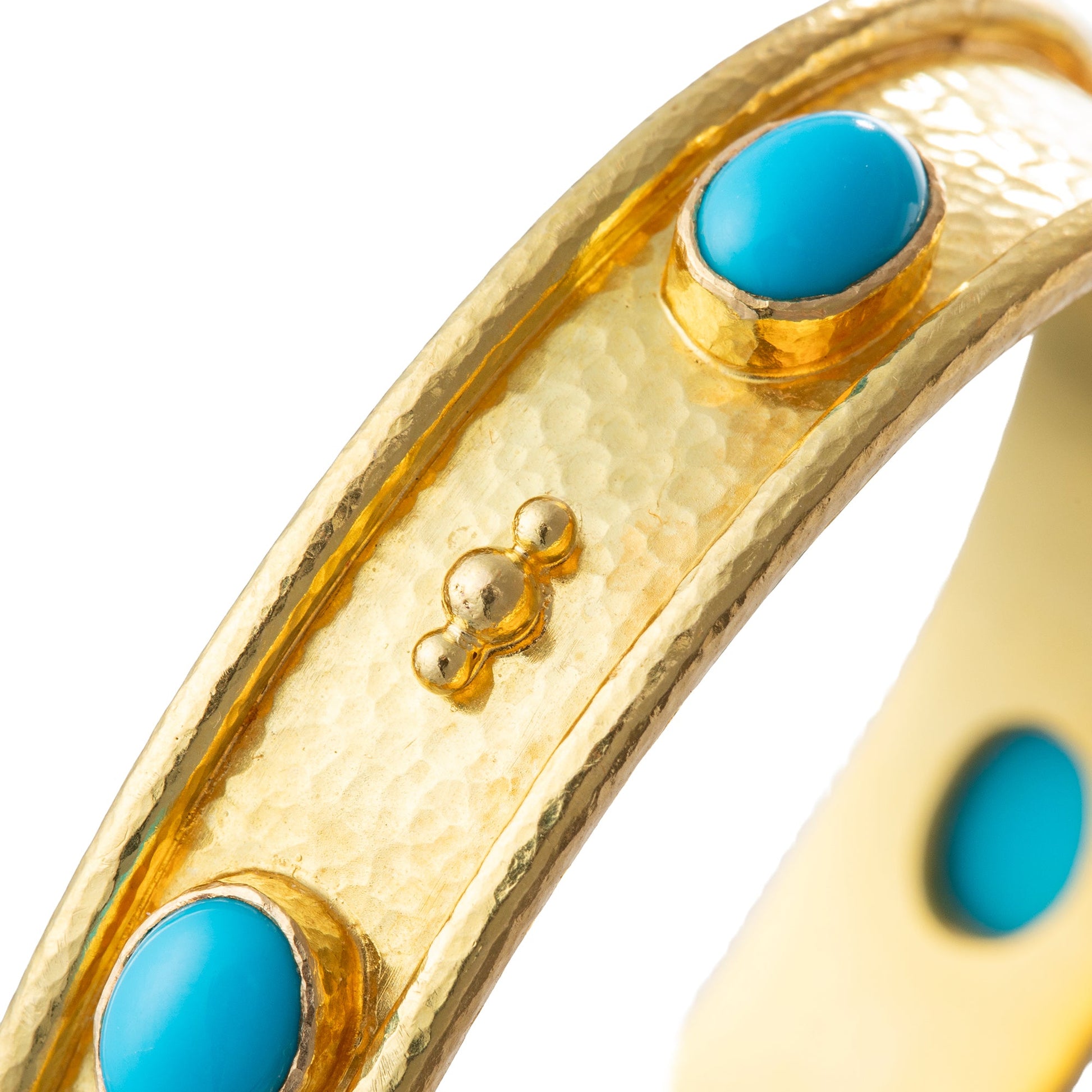 Elizabeth Locke - 19k Yellow Gold Turquoise Bangle Bracelet