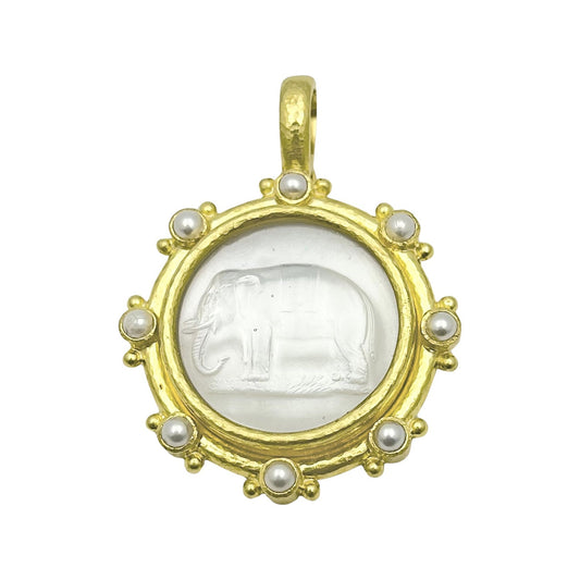 Elizabeth Locke - 19k Yellow Gold Venetian Glass Elephant Intaglio Pendant