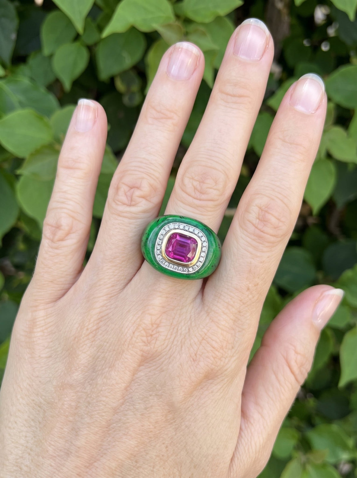 Emily Wheeler - Pink Tourmaline Diamond Maw Sit Sit Chubby Ring