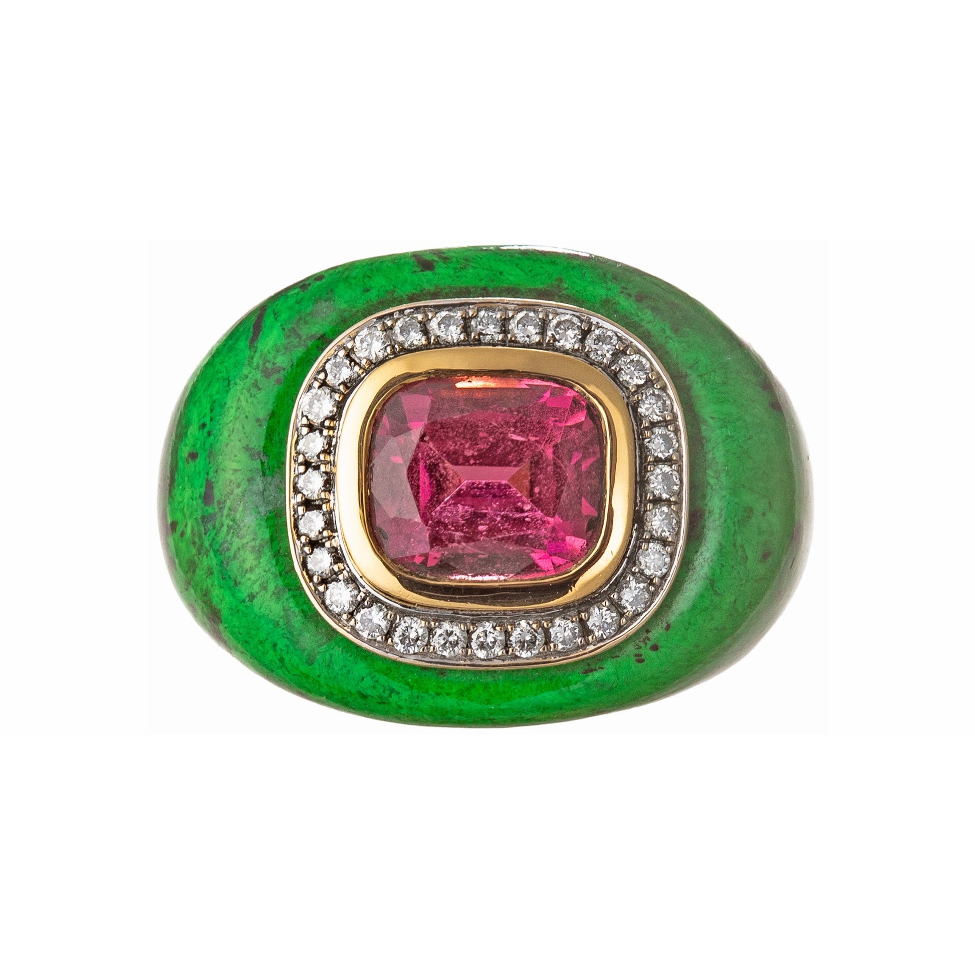 Emily Wheeler - Pink Tourmaline Diamond Maw Sit Sit Chubby Ring