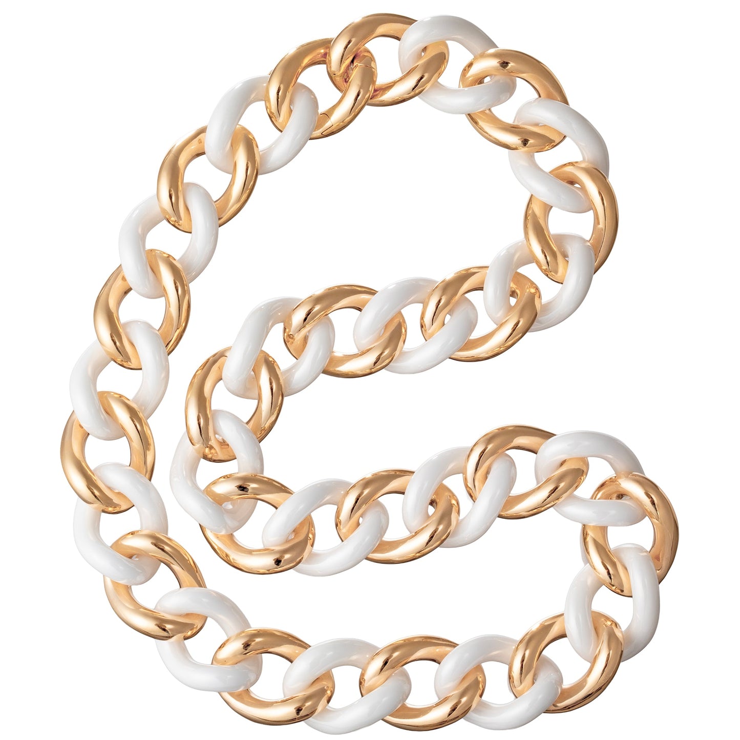 Estate Collection - 18k Pink Gold White Ceramic Curb - Link Necklace