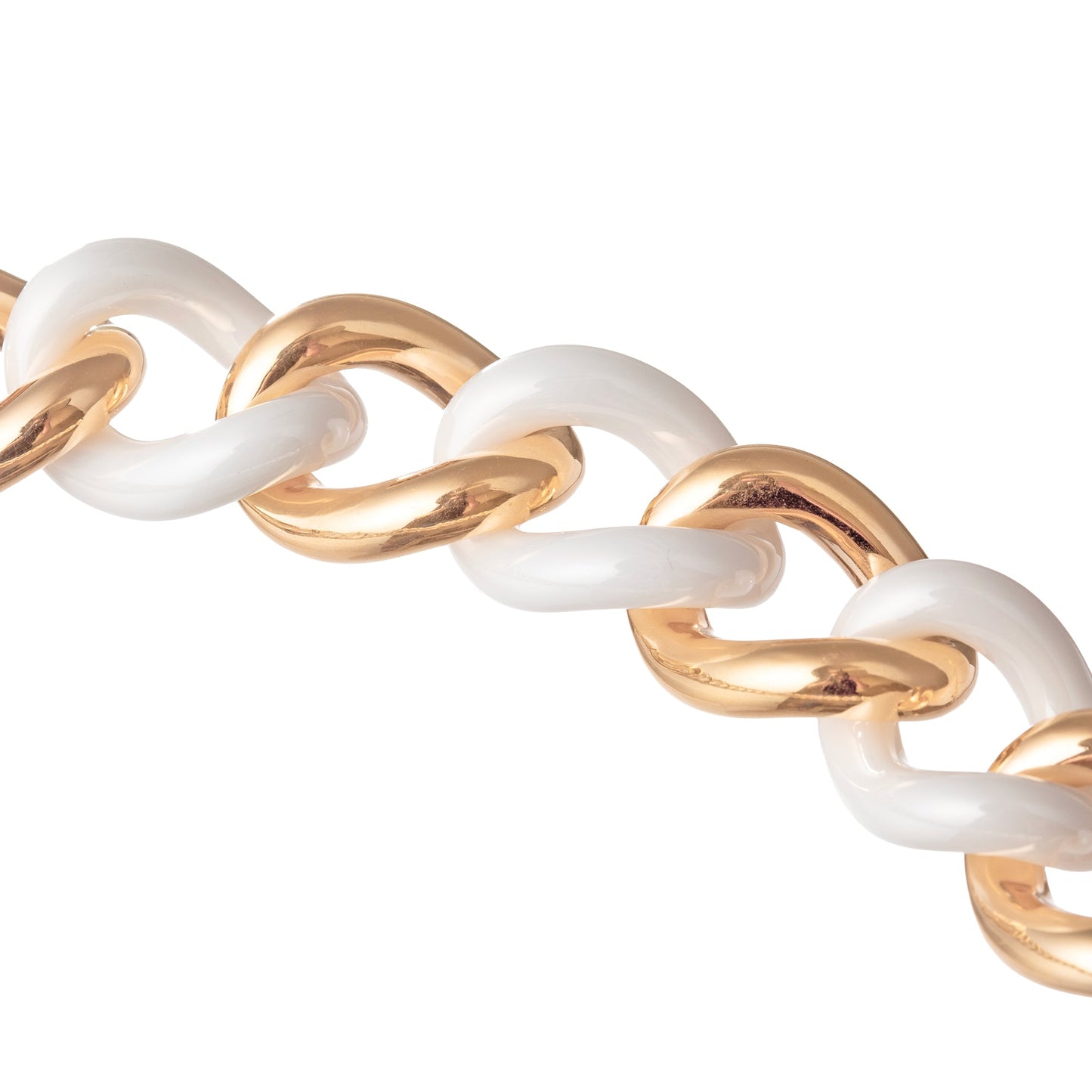 Estate Collection - 18k Pink Gold White Ceramic Curb - Link Necklace