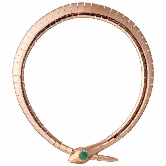 Estate Collection - 18k Rose Gold Emerald Snake Wrap Necklace