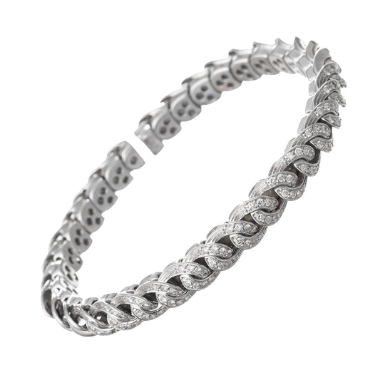 Estate Collection - 18k White Gold Diamond Curb Link Cuff
