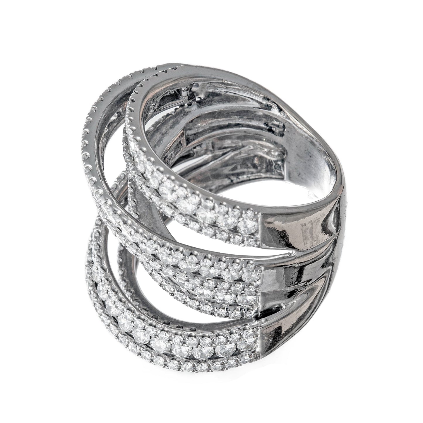 Estate Collection - 18k White Gold Diamond Ribbon Cocktail RIng