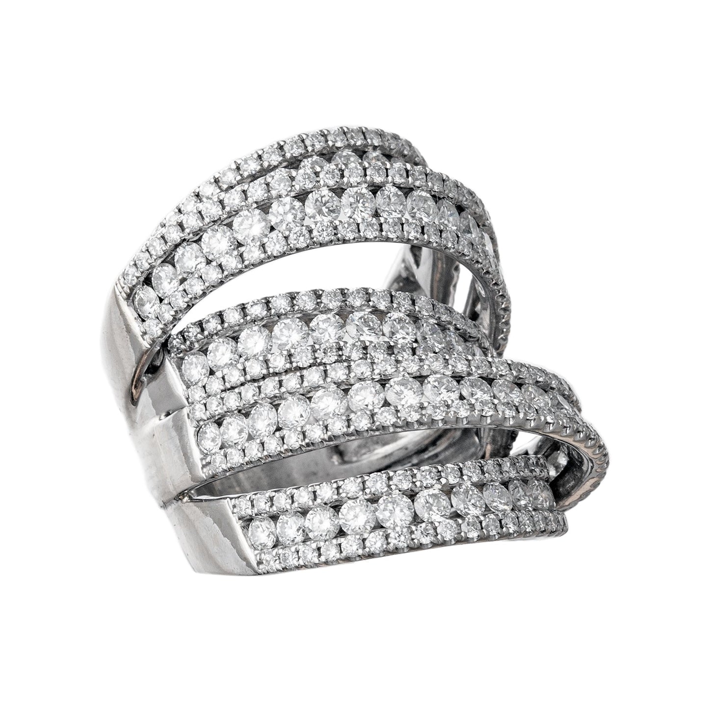 Estate Collection - 18k White Gold Diamond Ribbon Cocktail RIng
