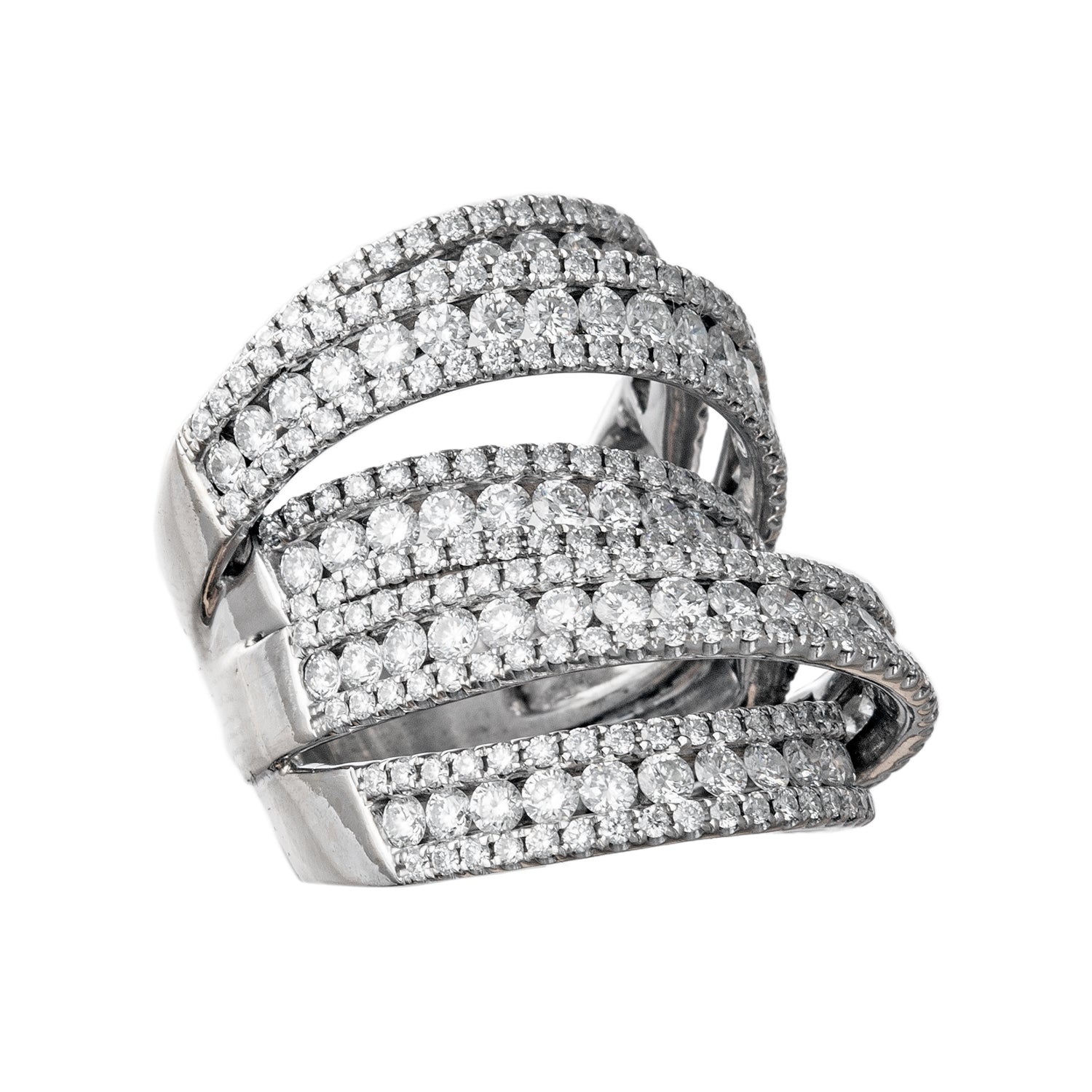 Estate Collection - 18k White Gold Diamond Ribbon Cocktail RIng