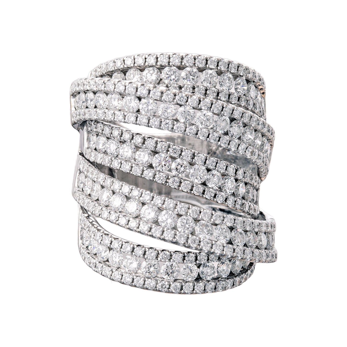 Estate Collection - 18k White Gold Diamond Ribbon Cocktail RIng