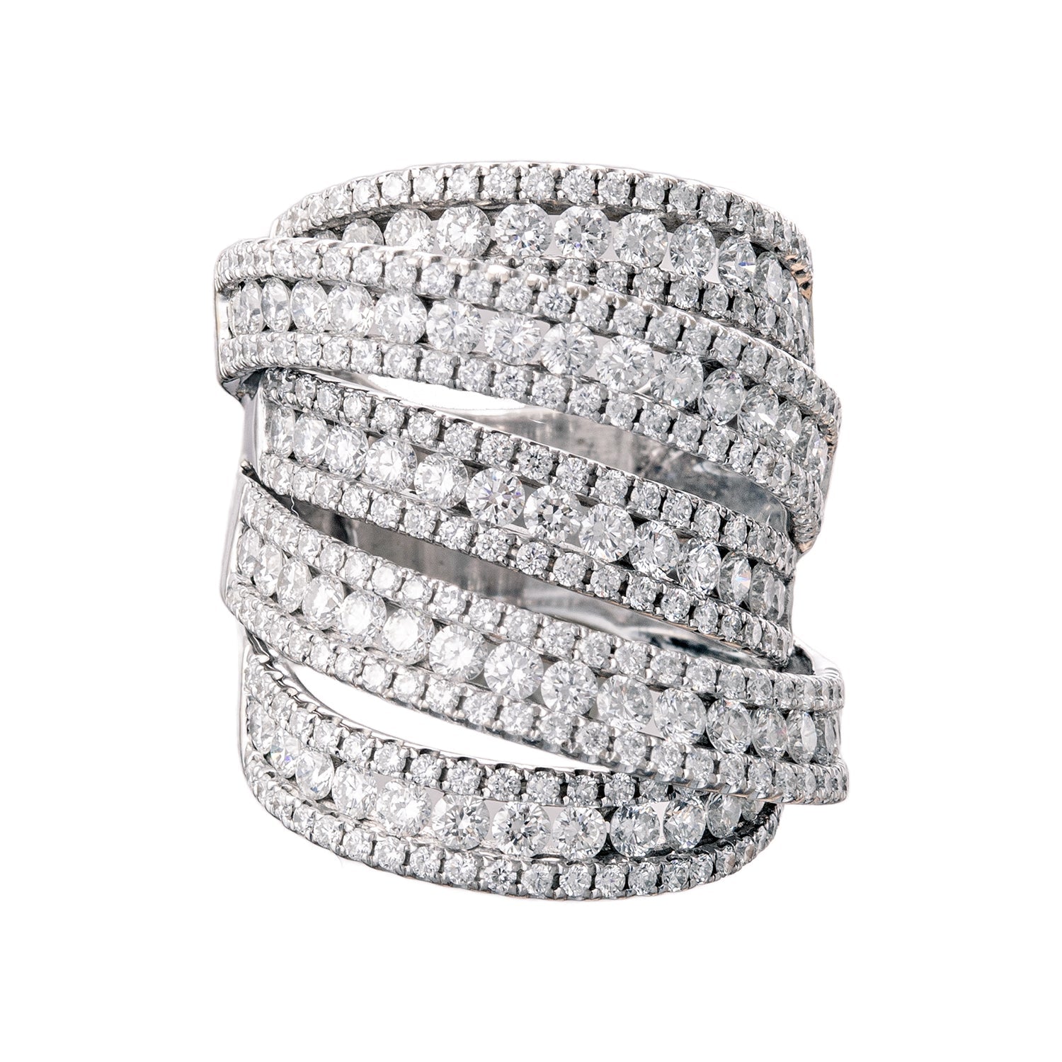 Estate Collection - 18k White Gold Diamond Ribbon Cocktail RIng
