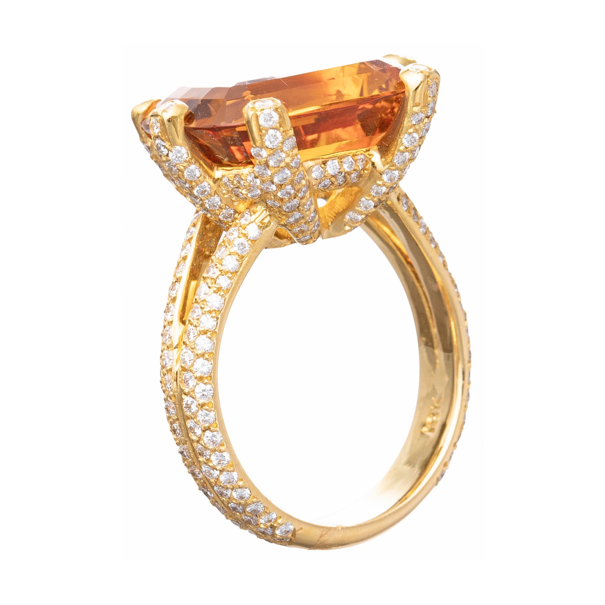 Estate Collection - 18k Yellow Gold Citrine Diamond Cocktail Ring