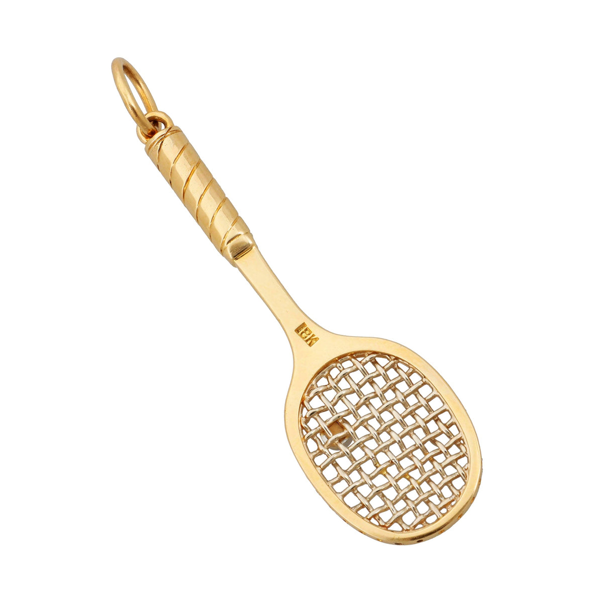 Estate Collection - 18k Yellow Gold Diamond Tennis Racquet Pendant
