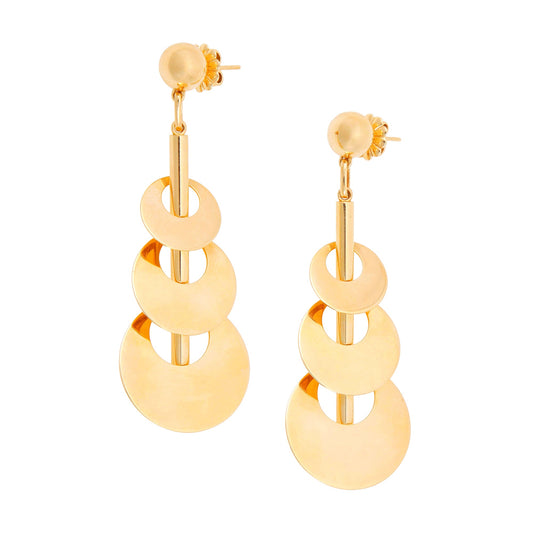 Estate Collection - 18k Yellow Gold Graduated Concentric Disc Earrings