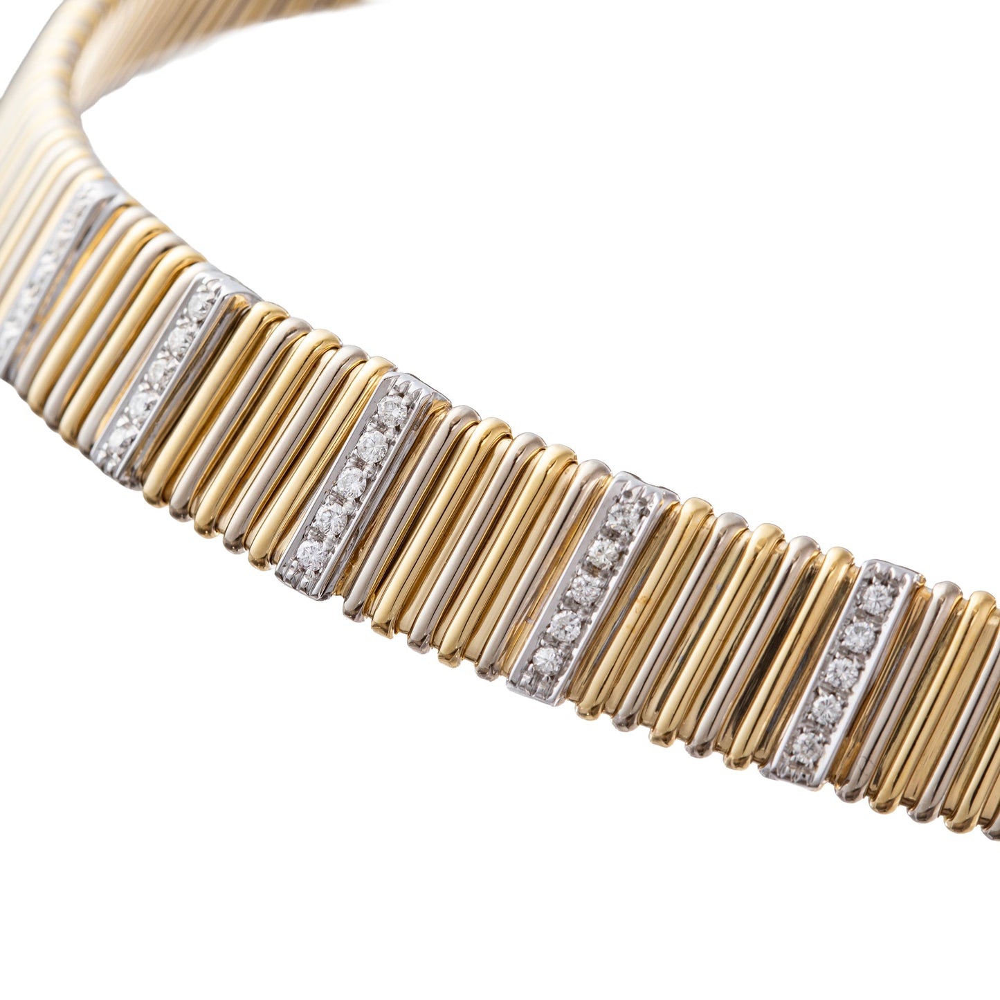 Estate Collection - 18k Yellow & White Gold Diamond Tubogas Collar Necklace