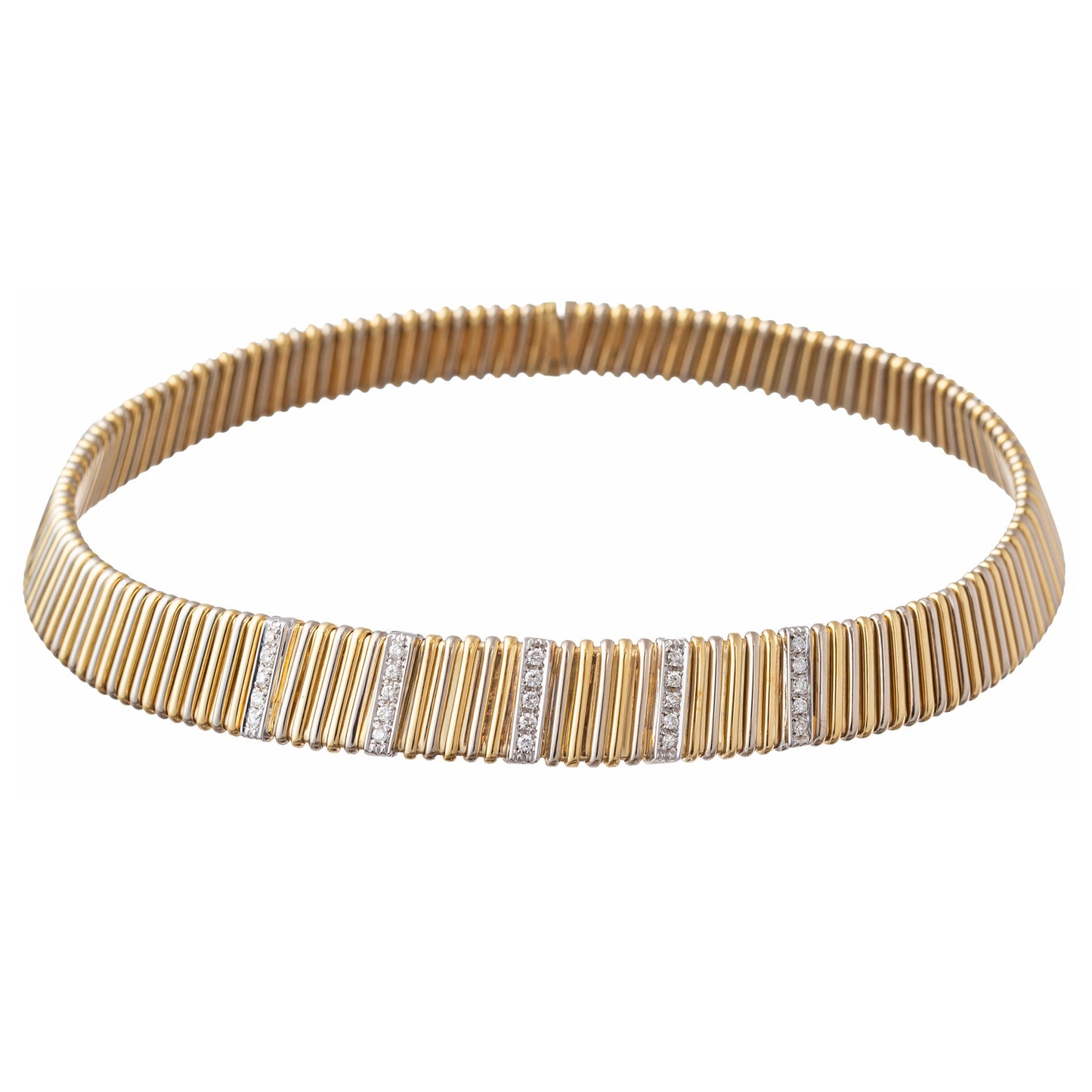 Estate Collection - 18k Yellow & White Gold Diamond Tubogas Collar Necklace