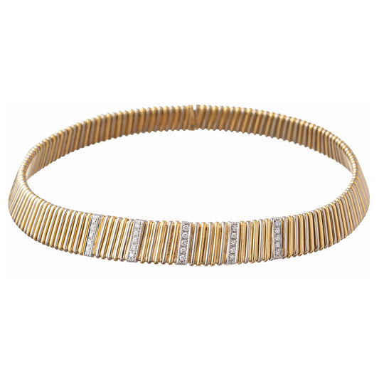Estate Collection - 18k Yellow & White Gold Diamond Tubogas Collar Necklace