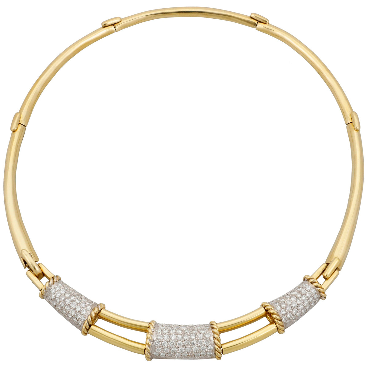 Estate Collection - 18k Yellow & White Gold Pavé Diamond Collar Necklace