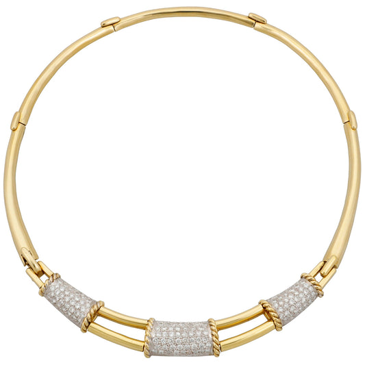 Estate Collection - 18k Yellow & White Gold Pavé Diamond Collar Necklace