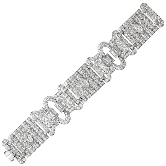 Estate Collection - Art Deco Platinum Diamond Wide Panel Bracelet