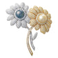 Estate Collection - Pave Diamond Pearl Double Flower Brooch