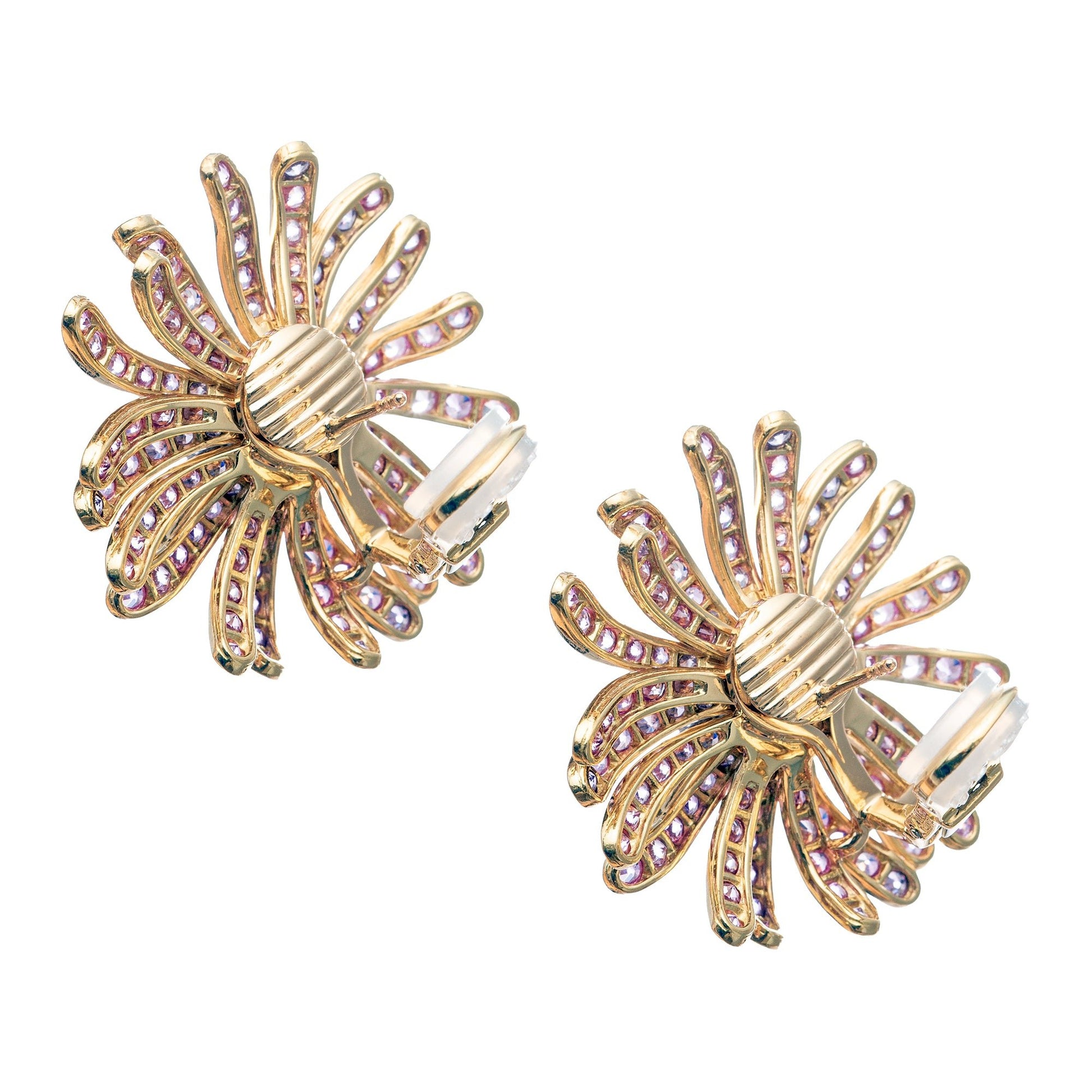 Estate Collection - Pink Sapphire Diamond Flowerhead Earrings