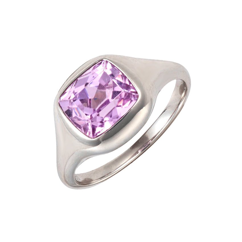 Estate Collection - Platinum Bezel-Set Cushion-Cut Kunzite RIng