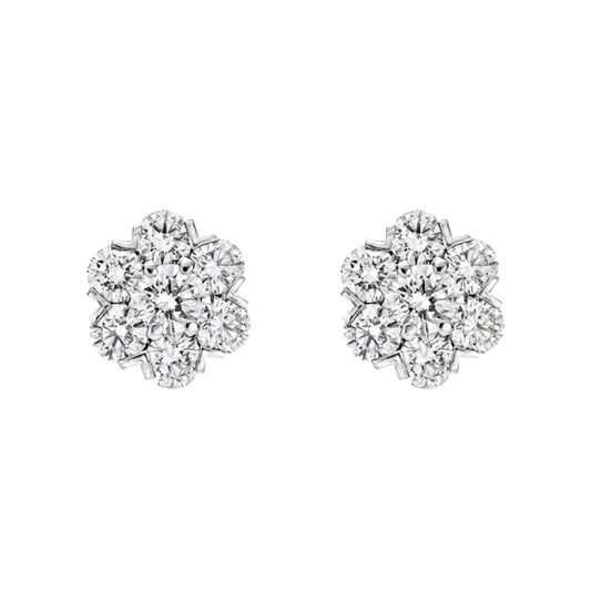 Estate Collection - Platinum Diamond Cluster Stud Earrings
