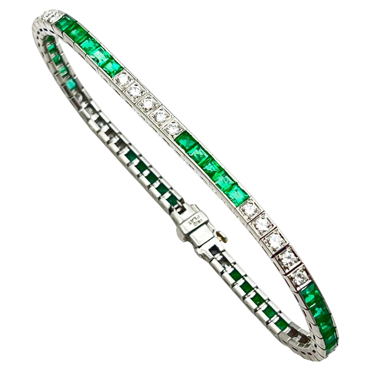 Estate Collection - Platinum Emerald Diamond Line Bracelet