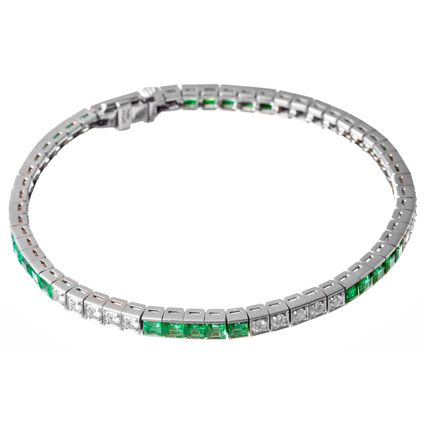 Estate Collection - Platinum Emerald Diamond Line Bracelet