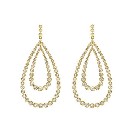 Estate Collection - Rose-Cut Diamond Double Pear Drop Earrings