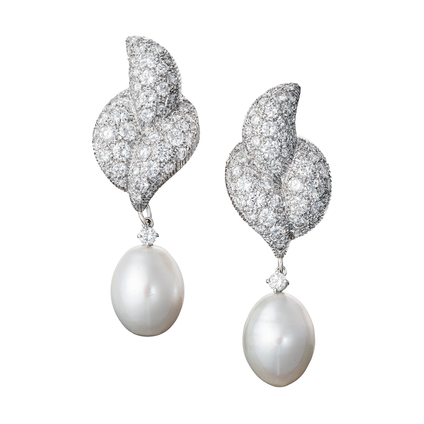 Estate Collection - South Sea Pearl Diamond Drop Earrings