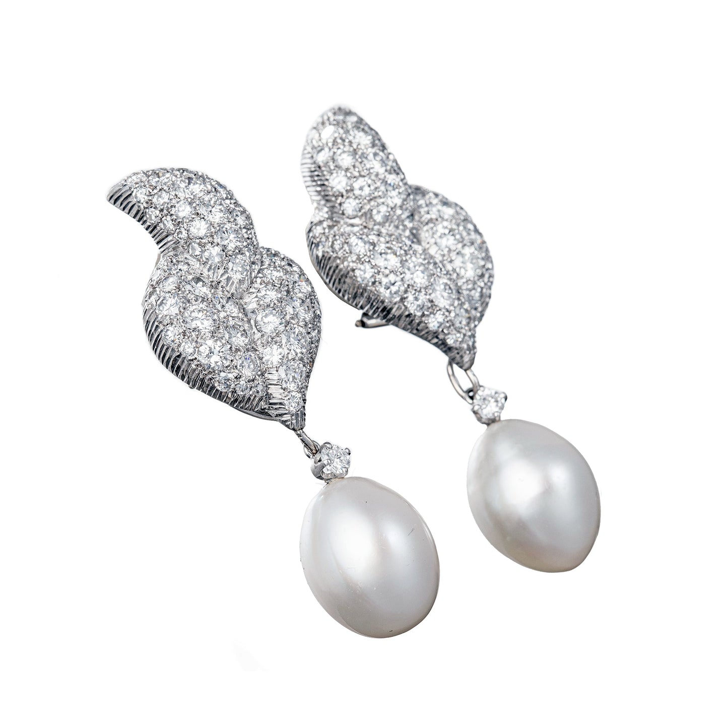 Estate Collection - South Sea Pearl Diamond Drop Earrings